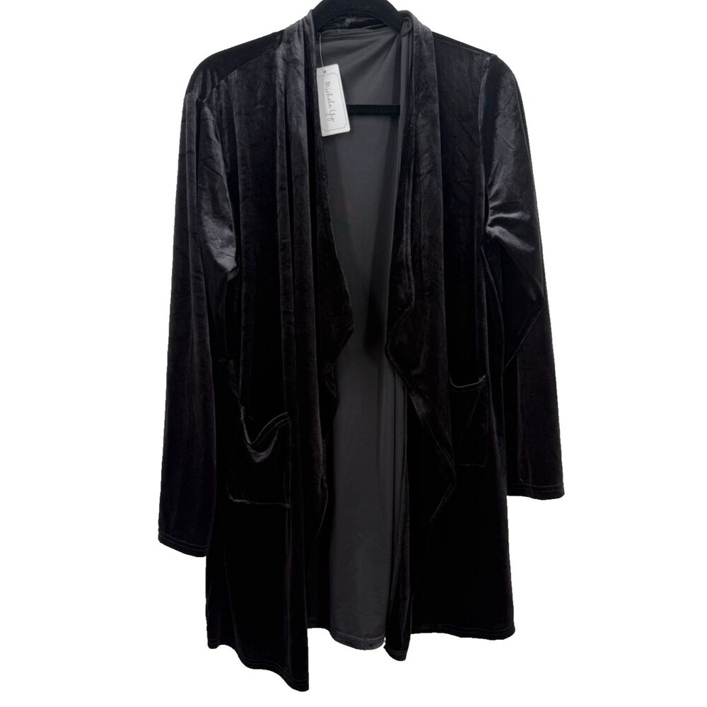 Black Velvet Cardigan XXL Women's Goth Black Whimsygoth Drape Romantic Layering